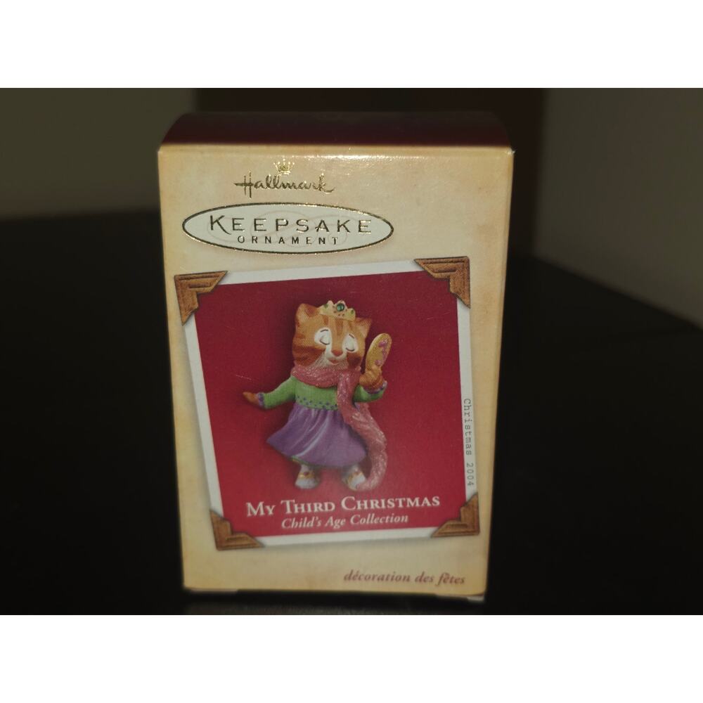 Hallmark Keepsake Tree Ornament My Third Christmas Kitty Cat Princess 2004